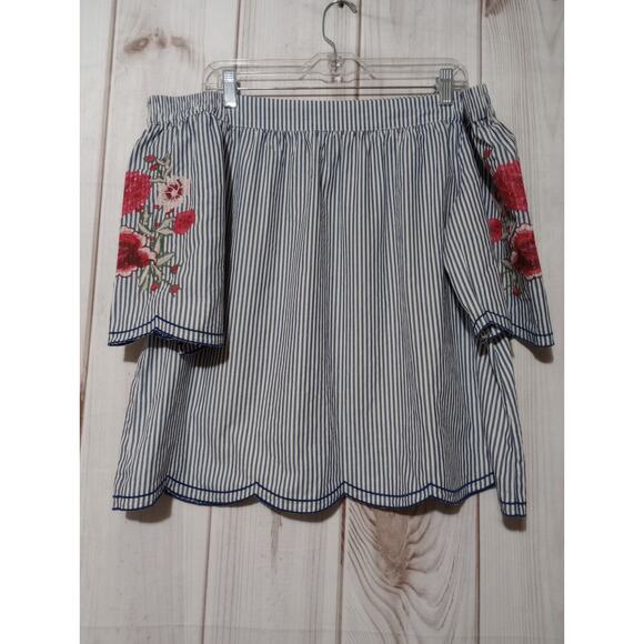 Tribal‎ Shirt Ladies Large Off The Shoulder Embroidered - Picture 1 of 7